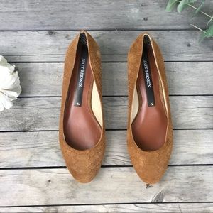 Matt Bernson Shoes - Matt Bernson | cognac suede snake embossed wedges Matt Bernson Shoes - Matt Bernson | cognac suede snake embossed wedges